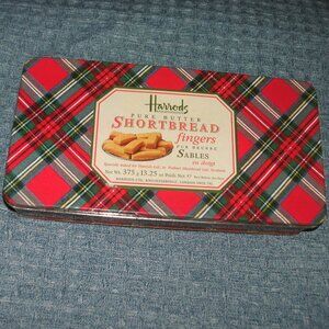 90s Harrods Knightbridge Walkers Pure Butter Shortbread Plaid Tin Scotland 9x4"